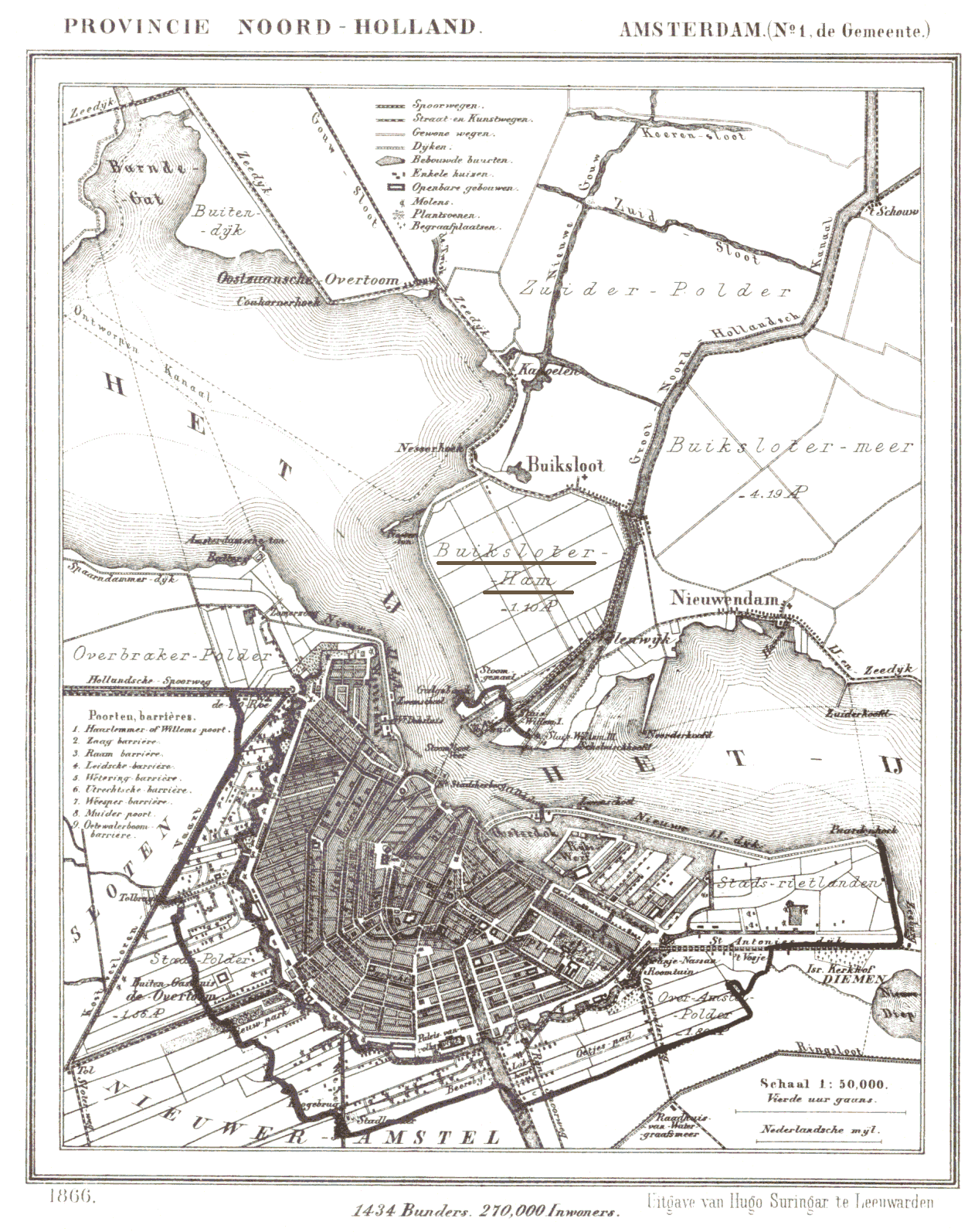 Buiksloterham, kaart uit 1866